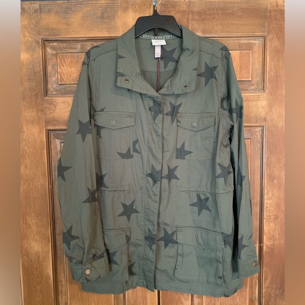 KNOX ROSE Olive Green Jacket w/Star print || Size XXL